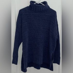 Aerie Navy Blue Chenille Turtleneck Sweater - Size: S